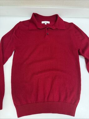 Turnbury Merino Wool Men's Burgundy Polo-Style Sweater